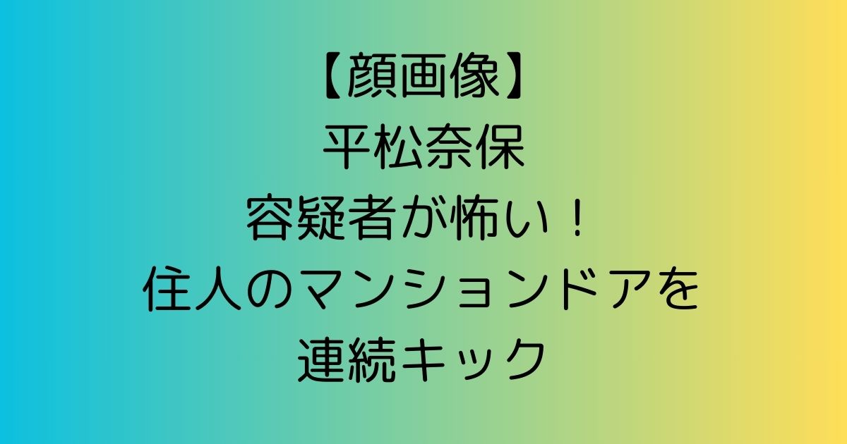 【顔画像】平松奈保容疑者が怖い！住人のマンションドアを連続キック