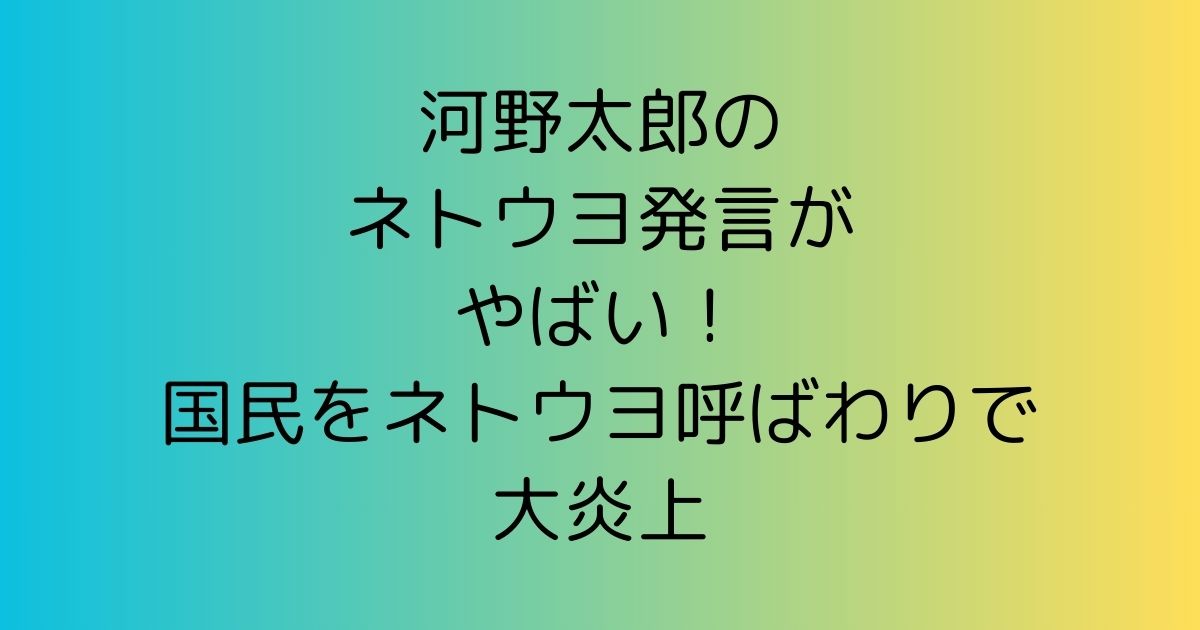 河野太郎のネトウヨ発言がやばい！国民をネトウヨ呼ばわりで大炎上