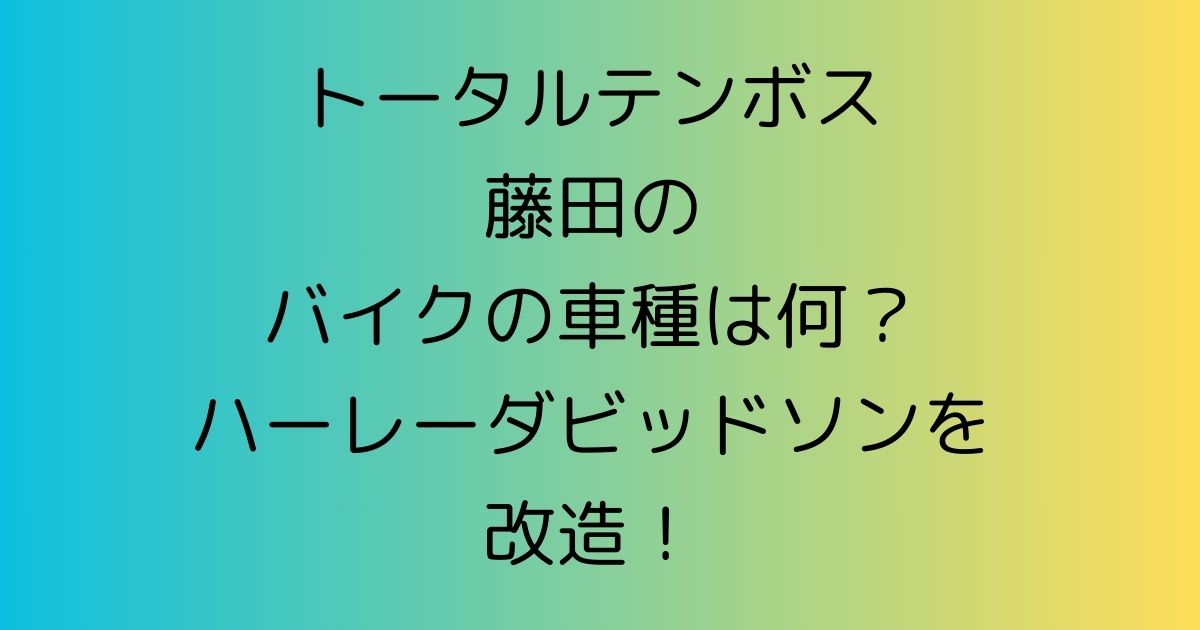 トータルテンボス藤田のバイクの車種は何？ハーレーダビッドソンを改造！