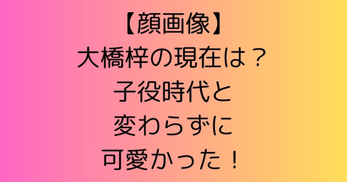 【顔画像】大橋梓の現在は？子役時代と比べても変わらずに可愛かった！